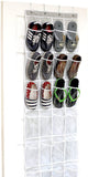 Jrehoor 24 Pockets - Crystal Clear Over The Door Hanging Shoe Organizer, Gray (64'' x 19'')