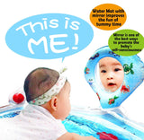 CCBOAY Inflatable Tummy Time Water Mat with Mirror and Rattles for Infants Toddlers Stimulation Growth Baby Activity Center for 3 6 9 12 Months Boys Girls XLarge