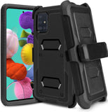 Venoro Galaxy A51 Case with Kickstand Heavy Duty Shockproof Case with Swivel Belt Clip for Samsung Galaxy A51 6.5 Inch Black