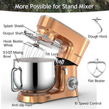 COOKLEE Stand Mixer, 9.5 Qt. 660W 10-Speed Electric Kitchen Mixer with Dishwasher-Safe Dough Hooks, Flat Beaters, Wire Whip & Pouring Shield Attachments for Most Home Cooks, SM-1551, Champagne