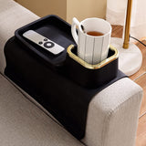 Elimiko Couch Tray, Silicone Anti-Spill and Anti-Slip Recliner Table Tray, Strong and Weighted Remote/ Snacks/ Cellphone/ Earbuds Sofa Arm Cup Holder for Recliner Accessories, Armchair (Black)