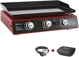 Royal Gourmet PD1301R 24-Inch 3-Burner Portable Table Top Gas Grill Griddle, 25,500 BTUs, Red