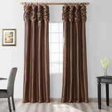 Half Price Drapes PTCH-112-108-RU Ruched Faux Silk Taffeta Curtain, Platinum