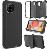 Venoro Compatible with Samsung Galaxy A12 (SM-A125) Case, Shockproof Full Protection Kickstand Case Cover with Rotating Belt Clip for Samsung Galaxy Case (Black) (A12, 6.5 Inch)