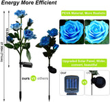 Gottlich 2 Pack Realistic Solar Powered Rose Lights with 5 Rose Flowers,, Bigger Solar Panel Garden Decor Waterproof Solar Decorative Lights for Patio Pathway Courtyard Lawn Yard Farm Wedding