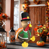 PAVEL 42 Inches Inflatable Lighted Happy Turkey - Turkey Gobble Pilgrim Thanksgiving Festive Yard Decor Display Autumn Fall Lights Outdoor Decoration