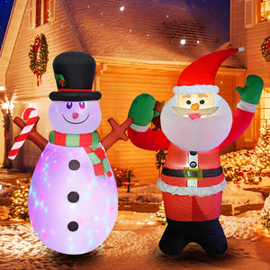 Rubikliss 6 FT Christmas Inflatable Snowman Decoration, Rotating Colorful LED Lights Blow Up Inflatables Snowman with Banner Yard Decorations for Holiday Xmas Party Indoor Outdoor Garden Lawn Patio