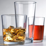 Le'raze Set of 18 Sleek and Durable Drinking Glasses - Glassware Set Includes 6-17oz Highball Glasses, 6-13oz Rocks Glasses, 6-7oz Juice Glasses | Heavy Base Glass Cups for Water, Juice, Beer, & Cocktails.