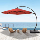 MURBONE  Outdoor Patio Umbrellas 11FT Upgraded Curvy Aluminum Offset Umbrella, Patio Cantilever Umbrella with Base, 360° Rotation with Unique Pedal Design for Market Garden Deck Pool Backyard (Beige, 11FT)