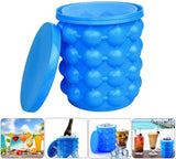 GDREAMT Ice Cube Mold Ice Trays, Large Silicone Ice Bucket, (2 in 1) Ice Cube Maker, Round,Portable,for Frozen Whiskey, Cocktail, Beverages