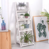 RHF 45" Foldable Ladder Shelf,Plant Stand,Indoor Flower Pot Stand,Folding A Framde Display Shelf,Free Standing, Patio Rustic Wood Stand