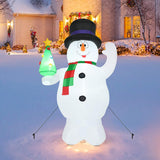 UNIFEEL 2.4m Christmas Inflatable Snowman with Tree, LED Light Up Xmas Decoration Holiday Model for Indoor and Outdoor