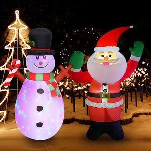 Rubikliss 6 FT Christmas Inflatable Snowman Decoration, Rotating Colorful LED Lights Blow Up Inflatables Snowman with Banner Yard Decorations for Holiday Xmas Party Indoor Outdoor Garden Lawn Patio