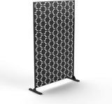 NeuType Decorative Privacy Screen Outdoor Divider with Stand, Featuring Precise Laser Cut,Metal Material,Black