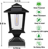 Derynome Fence Post Solar Light,Waterproof Solar Power Outdoor Light for 4x4 Wooden Posts,Metal Post Lights with Glass Shade Fit for Deck Fence Patio Decor,Black (2 Pack)