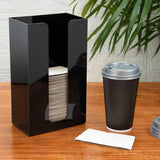 Restaurantware Restpresso Black Acrylic Vertical Coffee Cup Sleeve Dispenser - 6" x 3 1/2" x 10" - 1 count box