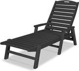 POLYWOOD NCC2280TE Nautical Arms Chaise, Teak