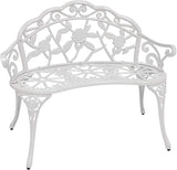 Incbruce 213052 Rose Garden Bench for Garden, Cast Iron and Aluminum Frame, White