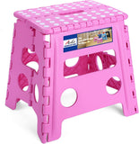 Acko 11 inch Folding Step Stool Lightweight Plastic Step Stool - Foldable Step Stool,Non Slip Folding Stools for Kitchen Bathroom Bedroom Pink