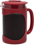 Jaskzuzu Burke Deluxe Cold Brew Iced Coffee Maker, Comfort Grip Handle, Durable Glass Carafe, Removable Mesh Filter, Perfect 6 Cup Size, Dishwasher Safe, 1.6 Qt, Red