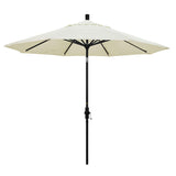 California Umbrella 9' Round Aluminum Market Umbrella, Crank Lift, Collar Tilt, White Pole, Sunbrella Pacific Blue