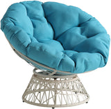 OPAZ Home Furnishings Wicker Papasan Chair with 360-Degree Swivel, Grey Frame with Black Cushion