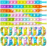 ZNNCO 24PCS Push Pop Fidget Toy Fidget Bracelet, Durable and Adjustable, Multicolor Stress Relief Finger Press Bracelet for Kids and Adults ADHD ADD Autism (Option 8)