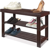 Halter 3-Tier Bamboo Shoe Rack Bench, Shoe Rack for Closets, Shoe Rack for Entryway, Shoe Rack Organizer and Bathroom Bench (Gray)