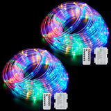 Pafieo LED Rope Light Twinkle Battery Operated String Lights 40Ft 120 LED Fairy Light, 8 Color Changing Waterproof Strip Light for Bedroom Garden Outdoor Party Decoration (Multi-Color)