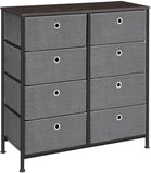 SONGMICS 4-Tier Wide Drawer Dresser, Storage Unit with 8 Easy Pull Fabric Drawers and Metal Frame, Wooden Tabletop for Closets, Nursery, Dorm Room, Hallway, 31.5 x 11.8 x 32.1 Inches, Gray ULTS24G