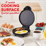 Dash 8” Express Electric Round Griddle for for Pancakes, Cookies, Burgers, Quesadillas, Eggs & other on the go Breakfast, Lunch & Snacks - Red