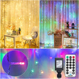 Minetom LED Curtain Lights Warm White, 9.8 Feet 300 Led Remote Control with 8 Lighting Modes, Timer Twinkle Lights Indoor, Outdoor String Lights for Bedroom Wedding Party Backdrop Wall Curtain Lights