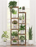 HOMKIRT Plant Stand Indoor Outdoor,  11 Tier Reinforced Plant Shelf for Indoor Multiple Plants Tall Large Wood Plant Holder Rack Garden Shelf Flower Stand for Patio Living Room Corner