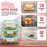 EatNeat 5-Piece Glass Food Storage Containers with Lids - Meal Prep Containers with Airtight Locking Lids to Keep Your Food Fresh - Microwave, Fridge, Freezer, Dishwasher, and Oven Safe| BPA-FREE