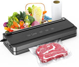 ENZOO  Vacuum Sealer Machine, 5 in 1 Food Vacuum Sealer with Dry & Moist Food Modes, Led Indicator Lights, Starter Kit with Vacuum Bag Roll and Vacuum Hose, Built-in Cutter, Sealing Sponge | Easy to Operate & Clean (Deep Grey)