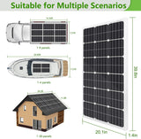 ECO-Worthy 195W 12V Solar Panel Monocrystalline Module Off Grid PV Power for Battery Charging, Boat, Caravan, RV