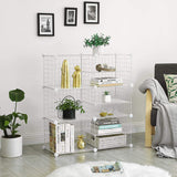 SONGMICS Cube Storage Unit, Interlocking Metal Wire Organizer with Divider, Modular Cabinet, Bookcase for Closet Bedroom Kid’s Room, Includes Rubber Mallet, 32.7 x 12.2 x 36.6 Inches, White ULPI36W