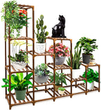 Samyoung Plant Stand Indoor Outdoor, Large12 Tier Tall Wood Plant Stands Multiple Plants Shelf, 44