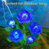 Gottlich 2 Pack Realistic Solar Powered Rose Lights with 5 Rose Flowers,, Bigger Solar Panel Garden Decor Waterproof Solar Decorative Lights for Patio Pathway Courtyard Lawn Yard Farm Wedding