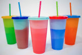 LEAN ON US  Color Changing Cups: 24oz Cold Cups - 5 Reusable Cups, Lids and Straws - Stocking Stuffers - Christmas Present, Set of 5, …