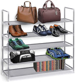 Halter 10 Tier Stackable Shoe Rack Storage Shelves - Stainless Steel Frame Holds 50 Pairs of Shoes - 39.125