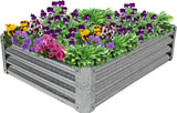 Infinite Cedar Raised Metal Garden Bed Kit, Galvanized Steel 48-Inch Rectangle Planter for Plants and Vegetables, 12 Inches Deep