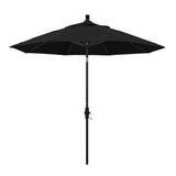 California Umbrella 9' Round Aluminum Market Umbrella, Crank Lift, Collar Tilt, White Pole, Sunbrella Pacific Blue