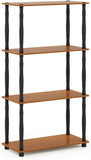 Furinno (99557BK/GY) Turn-N-Tube 4-Tier Multipurpose Shelf Display Rack - Black/Grey