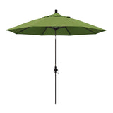 California Umbrella 9' Round Aluminum Market Umbrella, Crank Lift, Collar Tilt, White Pole, Sunbrella Pacific Blue