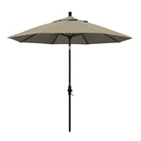 California Umbrella 9' Round Aluminum Market Umbrella, Crank Lift, Collar Tilt, White Pole, Sunbrella Pacific Blue