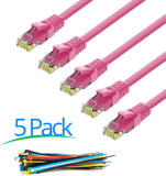 Maximm Ethernet Cable Cat6 Snagless - 6 Feet - Multi-Color - [5 Pack] - Pure Copper - UL Listed - Cable Ties Included