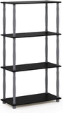 Furinno (99557BK/GY) Turn-N-Tube 4-Tier Multipurpose Shelf Display Rack - Black/Grey