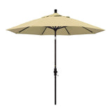 California Umbrella 9' Round Aluminum Market Umbrella, Crank Lift, Collar Tilt, White Pole, Sunbrella Pacific Blue