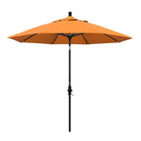 California Umbrella 9' Round Aluminum Market Umbrella, Crank Lift, Collar Tilt, White Pole, Sunbrella Pacific Blue